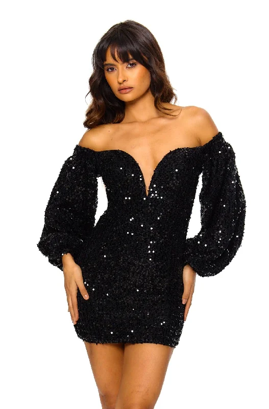 Black Sequin Off The Shoulder Dress Sequin Dress Night