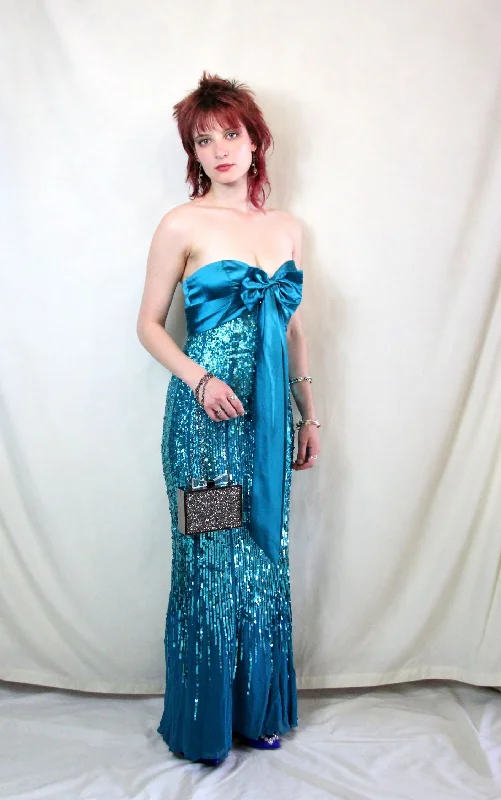 Vintage Frank Usher Jade Green Sequin Dress Sequin Detail Dress