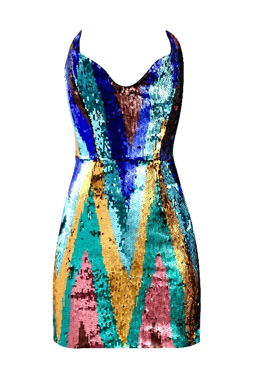 Sequinned Strapless Chevron Mini Dress Sequin Dress Fit