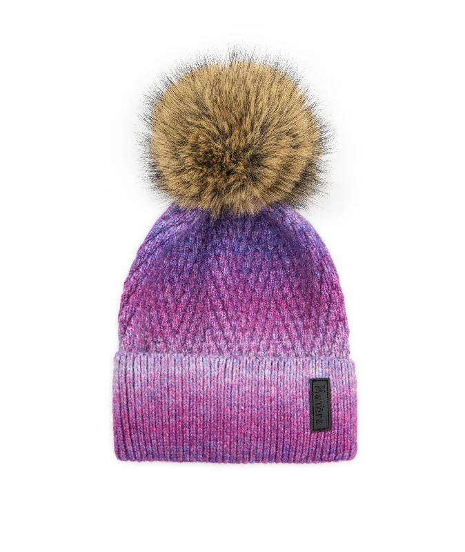 Women's running jacketsManiere Purple Ombre Knit Hat With Natural Pom Women's running jackets