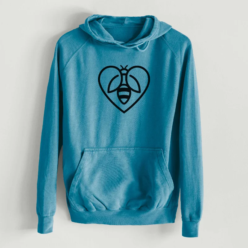 Bee Heart Icon  - Mid-Weight Unisex Vintage 100% Cotton Hoodie Stylish Pullover Hoodie