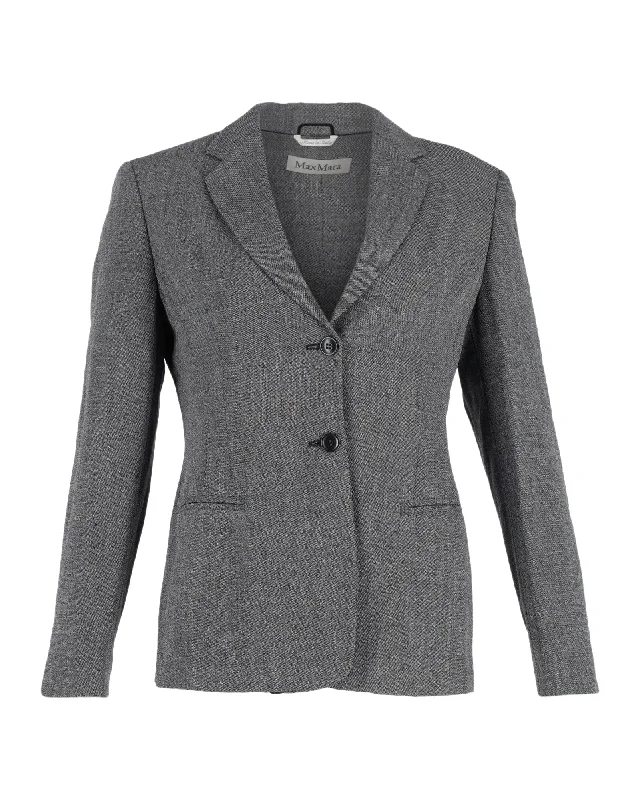 Max Mara Single Breasted Blazer in Grey Cotton Office Wear Blazers