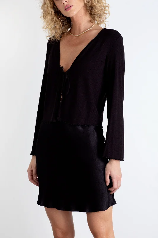 "The Kate" - Jersey Tie Top (Black)