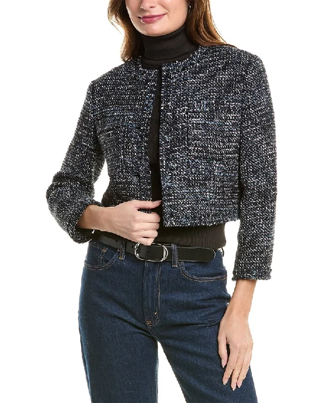 Theory Crop Wool-Blend Jacket Elegant Tweed Blazer