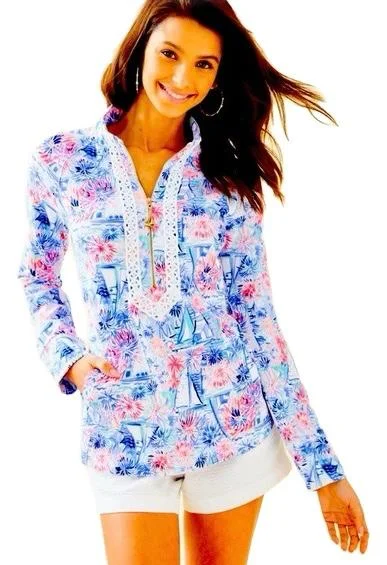 Lilly Pulitzer Janie Sea to Shiining Sea Popover Size L MSP$108