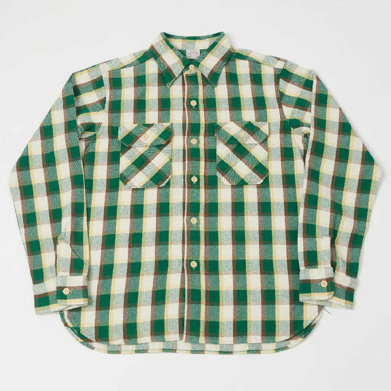 Warehouse & Co 3104 'E Pattern' Check Flannel Shirt - Green