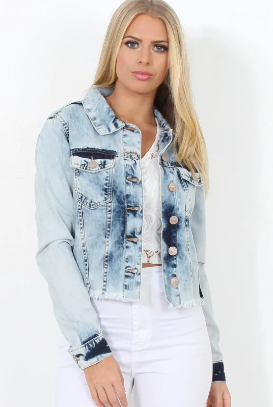 Women's short jacketsWashed Denim Crop Jacket - Laura Women's short jackets