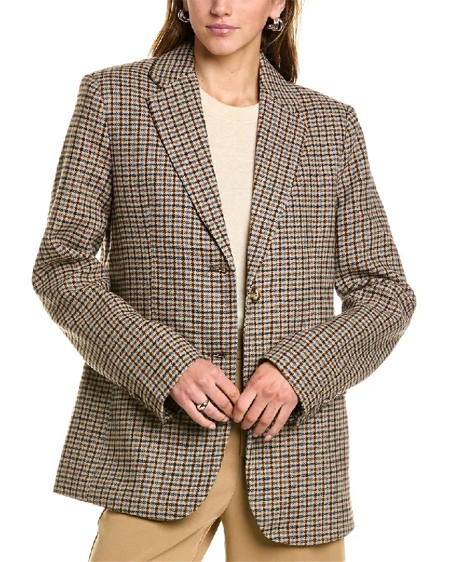 Sophie Rue Oxford Wool-Blend Suit Jacket Trendy Blazer Outfit