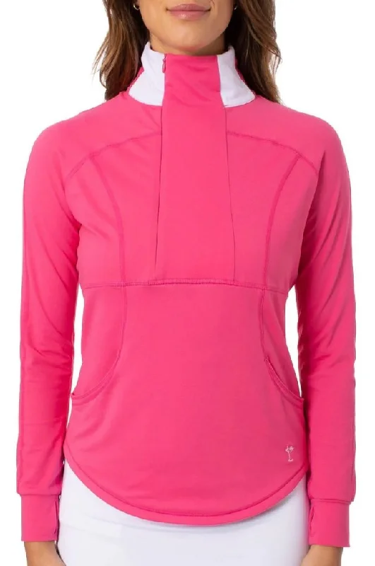 Golftini Hot Pink Contrast Quarter Zip Pullover Size L MSP$120