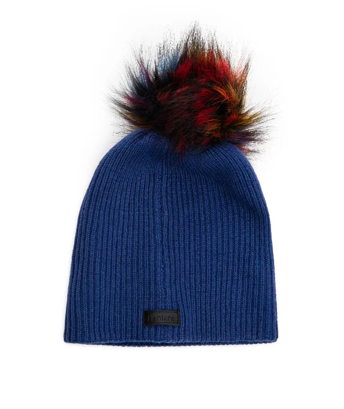 Women's mid-range jacketsManiere Cobalt Knit Wool Hat With Multi Pom Women's mid-range jackets