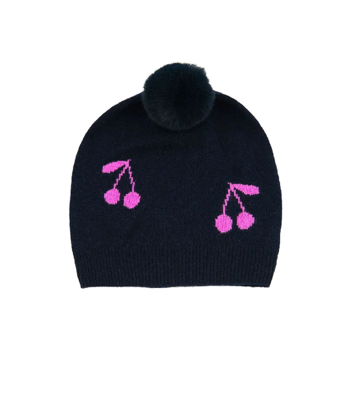 Women's college jacketsAutumn Cashmere Girls Cherries Hat With Pom Women's college jackets