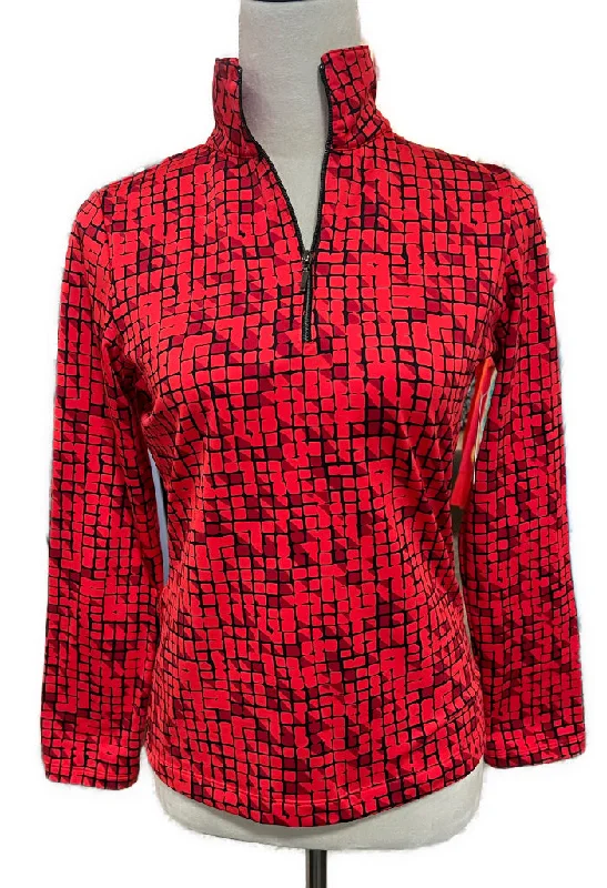 Women's Tail White Label Red & Black Tile Golf Pullover Size XS