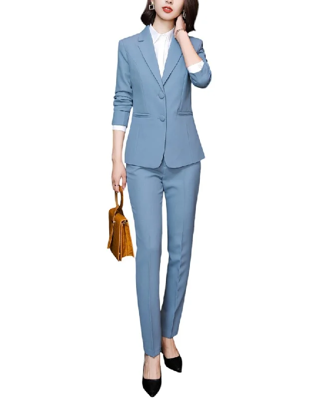 Bossy Chic 2pc Blazer & Pant Set Buttoned Women’s Blazer