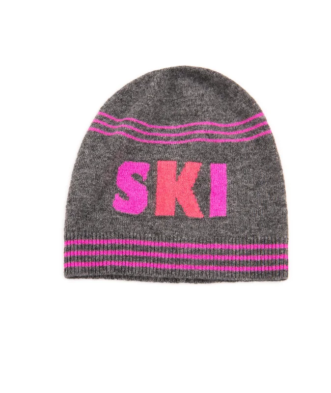 Women's wool jacketsAutumn Cashmere Girls Grey/Pink Striped Ski Hat Women's wool jackets