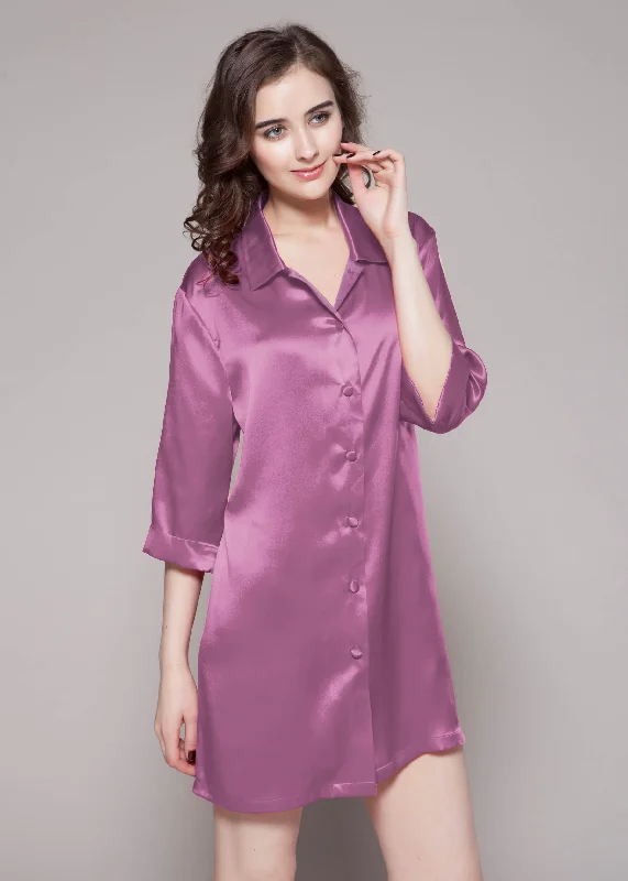 Best pajama sets for elderly women22 Momme Classic Silk Nightshirt Violet Best pajama sets for elderly women