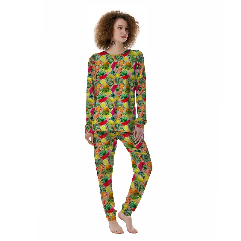 Best pajama sets for honeymoonFruits Cute Tropical Print Pattern Women's Pajamas Best pajama sets for honeymoon