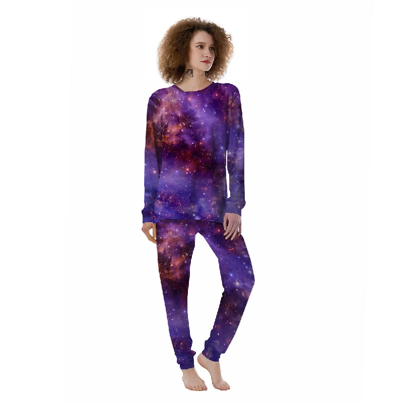 Personalized pajama setsGalaxy Outer Space Dark Purple Print Women's Pajamas Personalized pajama sets