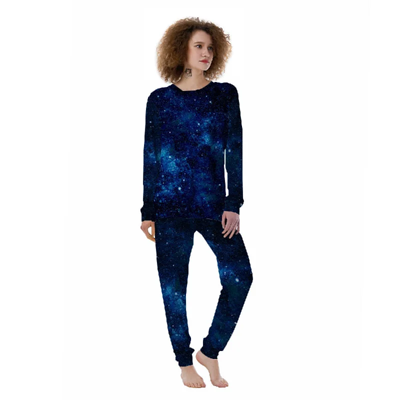 Affordable pajama setsGalaxy Space Dark Blue Print Women's Pajamas Affordable pajama sets