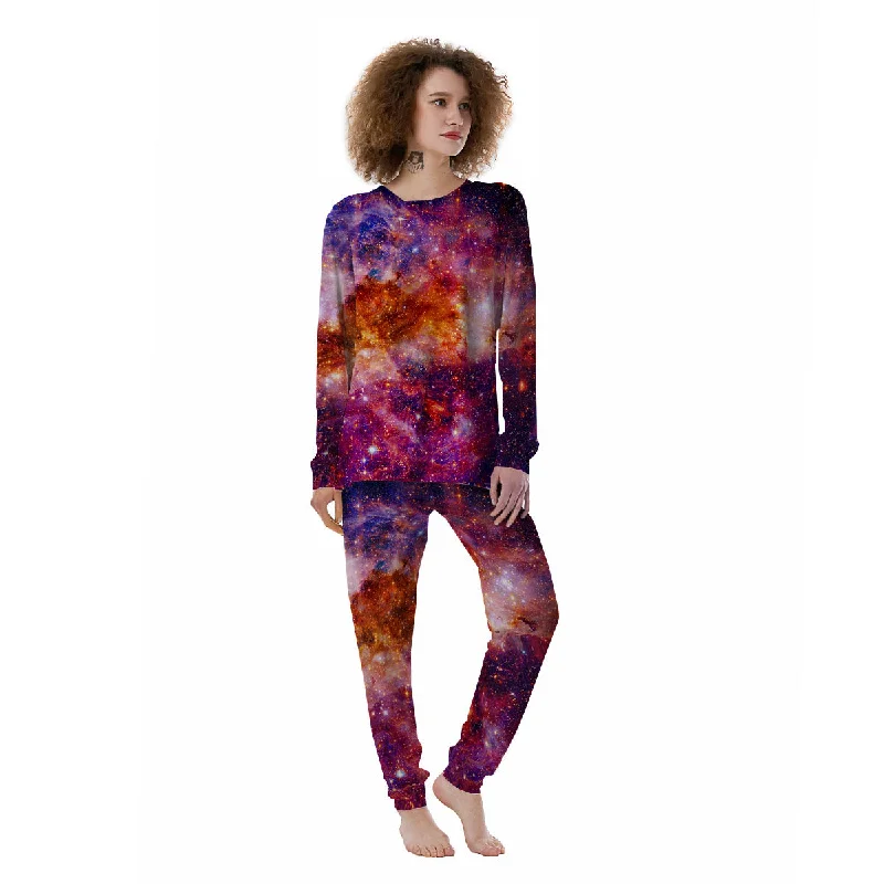 Cozy winter pajama setsGalaxy Space Fiery Nebula Universe Print Women's Pajamas Cozy winter pajama sets