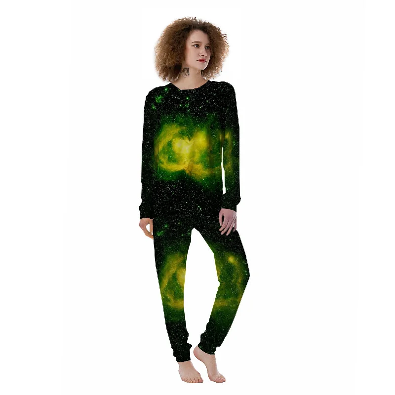 Personalized pajama setsGalaxy Sparkle Green Print Women's Pajamas Personalized pajama sets