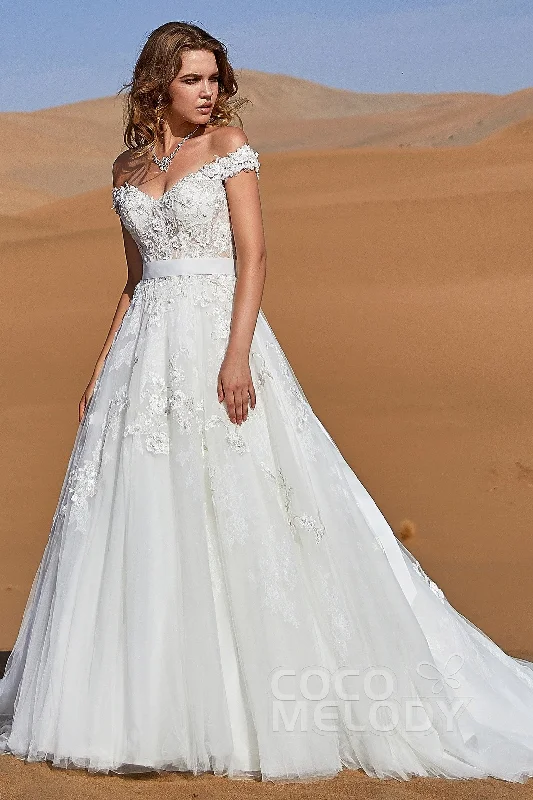 Discounted wedding dressesA-Line Chapel Train Tulle and Lace Wedding Dress LD5812 Vintage Style Dress