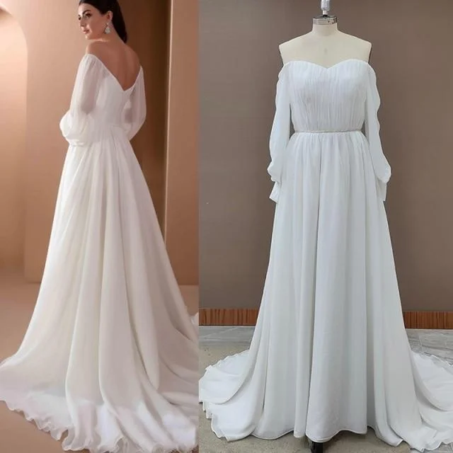 Cheap wedding dressesCharming Classic Wedding Dress Off-shoulder Bridal Dress