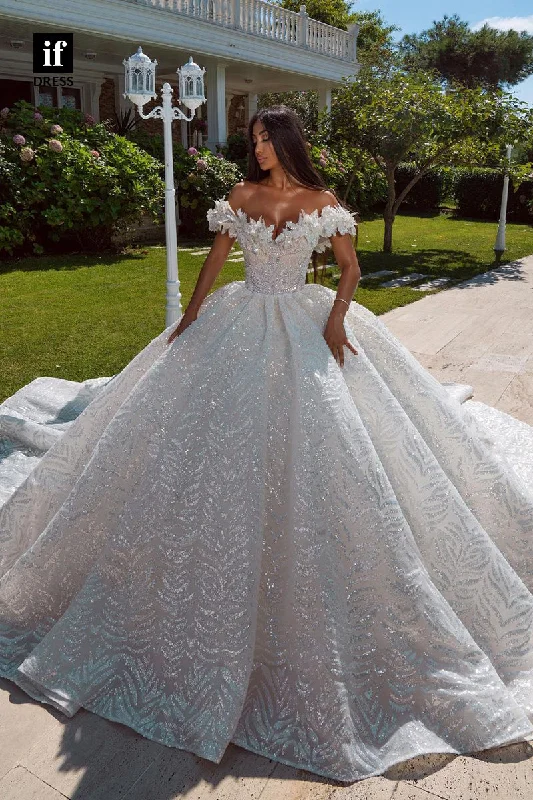 Simple and elegant wedding dresses31629 - Honorable Ball Gown Cap Sleeves Sparkly Wedding Dress Short Wedding Gown