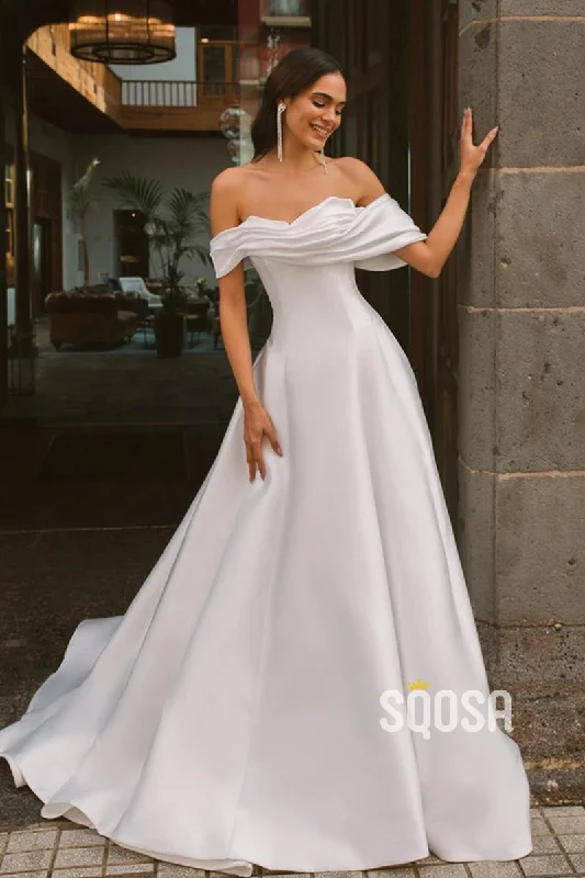 Velvet wedding dressesA line Strapless Sleeveless Satin Elegant Wedding Dress QW2407 Princess Wedding Dress