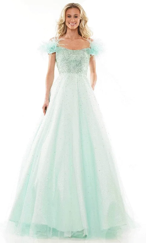 Boho party dressesColors Dress 2936 - Stunning A-line Feathered Gown Bachelorette party dresses