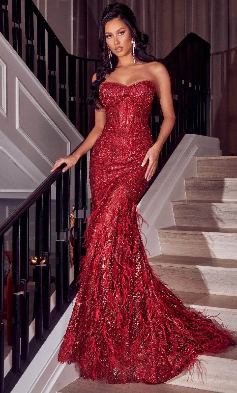 Petite party dressesPortia and Scarlett PS23263 - Strapless Feather Trumpet Evening Gown Plus size party dresses