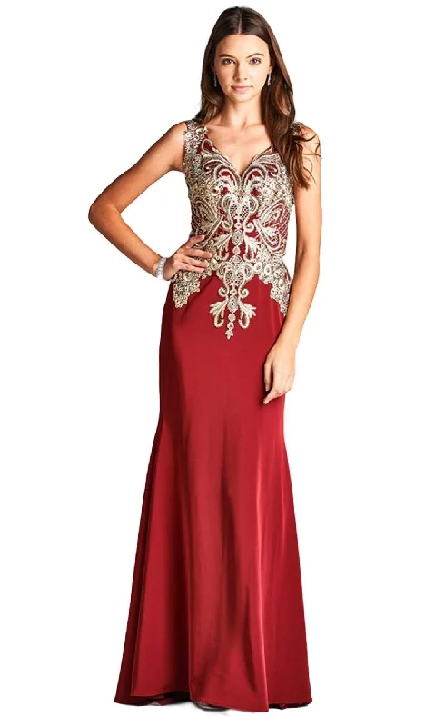 Elegant party dressesTrevi Collection - Embroidered V-neck Sheath Evening Dress Sexy party dresses