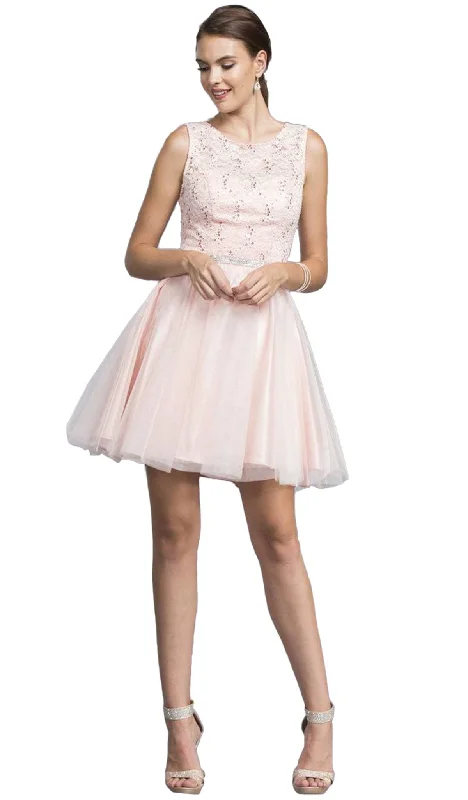 Luxury party dressesTrevi Collection - Pink Blush Lace Cocktail Dress Cheap party dresses