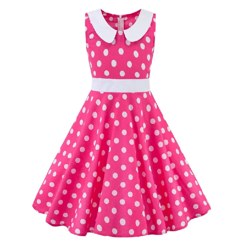 Expensive floral dresses2022 Casual 50s 60s Swing Vintage Dress for Children Kids Swing Cotton Retro Cherry Floral Print Polka Dot Dress for Girl Expensive floral dresses