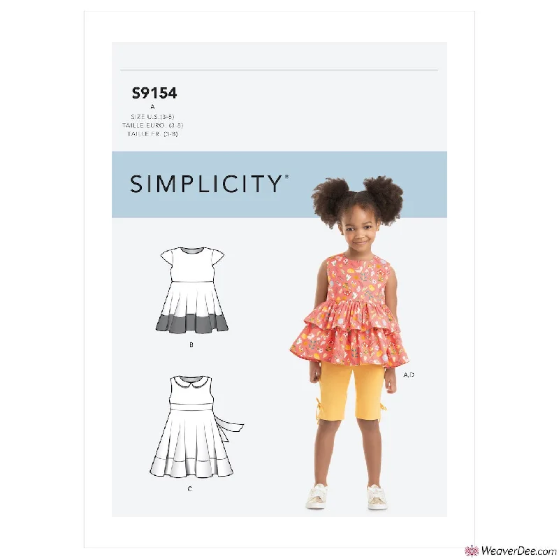 Cotton floral dressesSimplicity Pattern S9154 Children's Dress, Top, Tunic & Leggings Cotton floral dresses