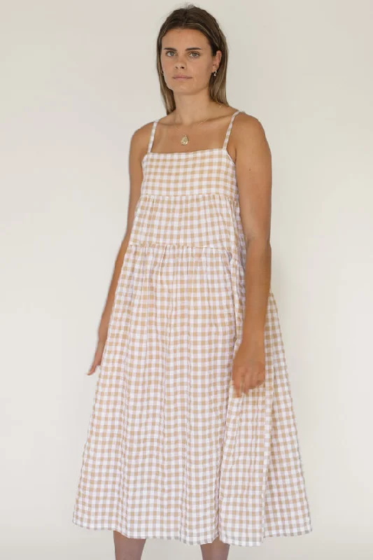 Casual unclassified dressesBeiged Chloe Dress - Fawn Gingham Casual unclassified dresses