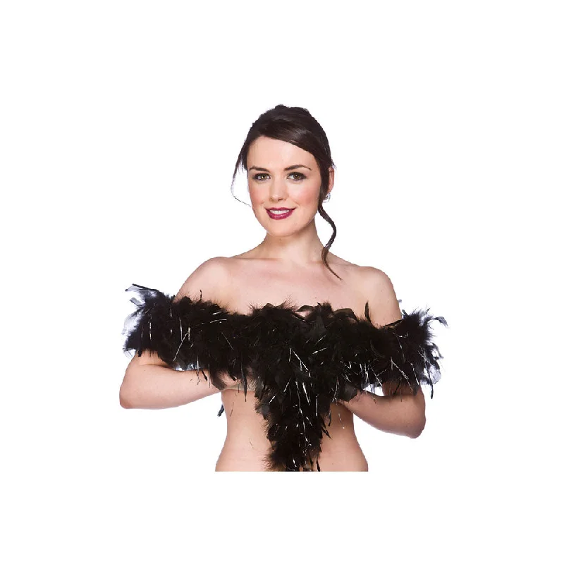 Floral unclassified dressesBlack and Silver Feather Boa Floral unclassified dresses