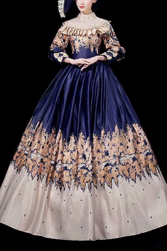 Winter unclassified dressesBlue Court Style High Waisted Half Sleeves Victorian Lolita Prom Dress Winter unclassified dresses