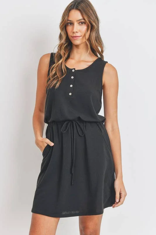 Formal unclassified dressesCherish Apparel - Henley Style French Terry Dress: L / Black Formal unclassified dresses