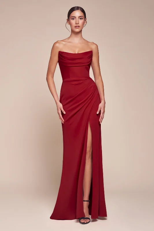 Budget-friendly unclassified dressesChiffon Strapless Slit Gown by Ladivine CD355 Budget-friendly unclassified dresses