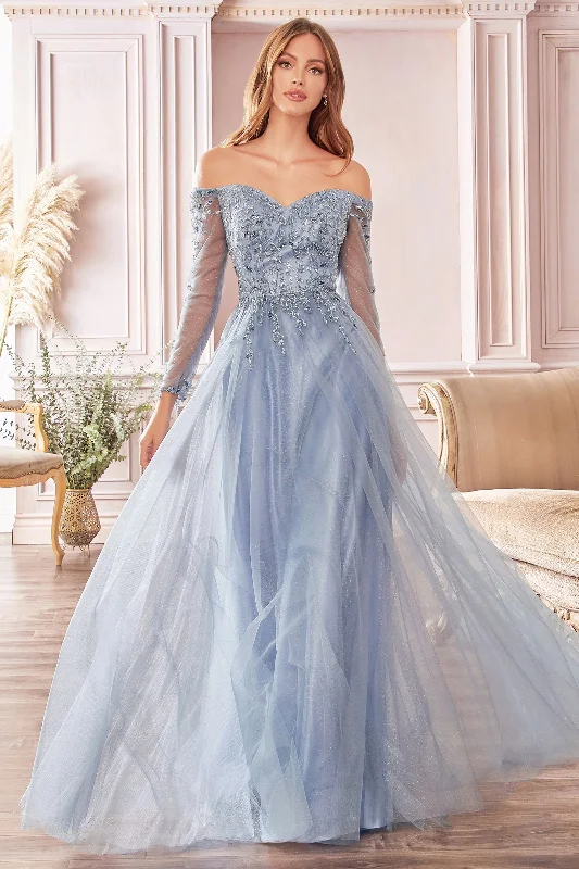 Denim unclassified dressesEnchanting Elegance: Cinderella Divine's Shimmering Off-the-Shoulder Gown (CD0172) Denim unclassified dresses