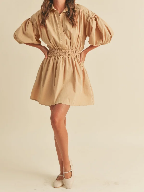 Long unclassified dressesEvie Poplin Dress - Taupe Long unclassified dresses