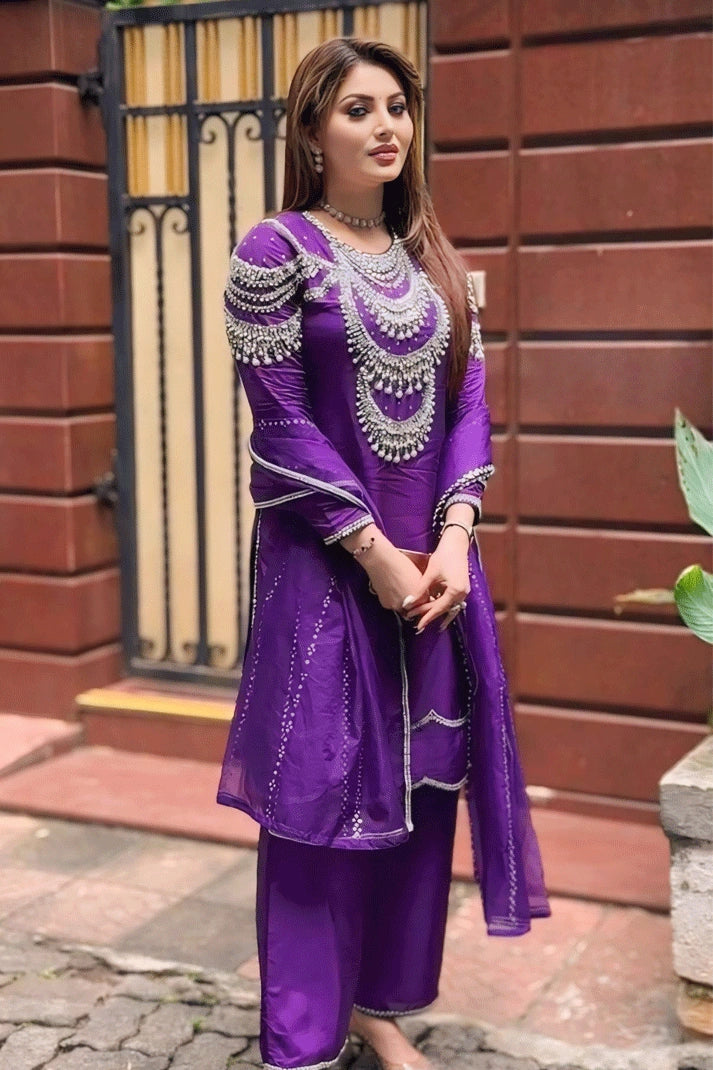 Club unclassified dressesIndian Actress Urvashi Rautela Dark Purple Dress For Diwali Club unclassified dresses