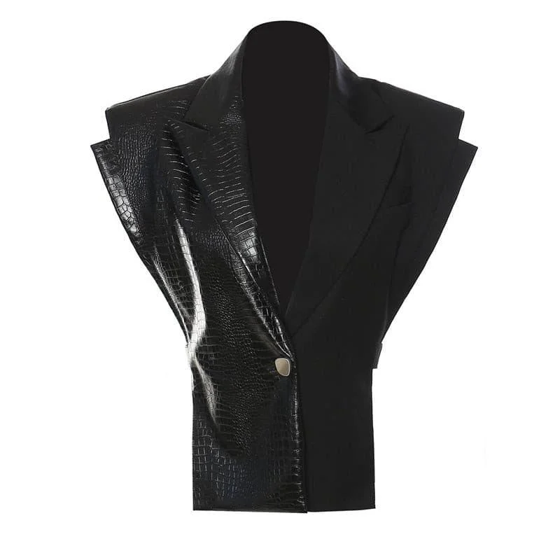 Knitted unclassified dressesLeather stitching vest Knitted unclassified dresses