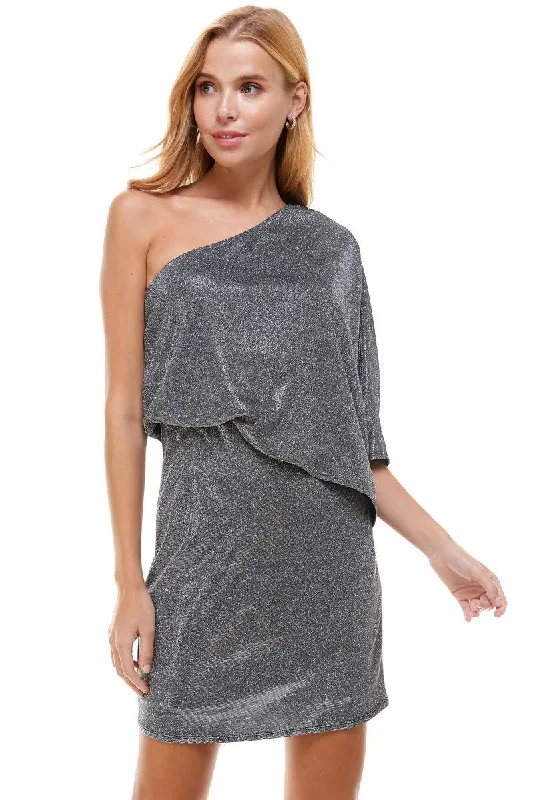 Elegant evening unclassified dressesmetallic ruffled one shoulder dress Elegant evening unclassified dresses