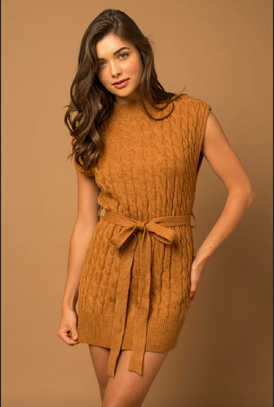 Open-back unclassified dressesMOCK NECK CABLE KNIT DRESS Open-back unclassified dresses