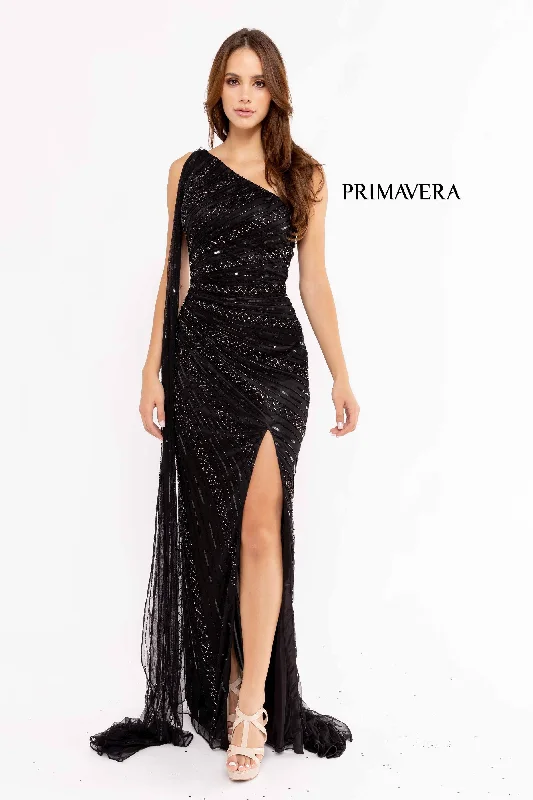 Party unclassified dressesOne Shoulder High Slit Gown By Primavera Couture -3956 Party unclassified dresses