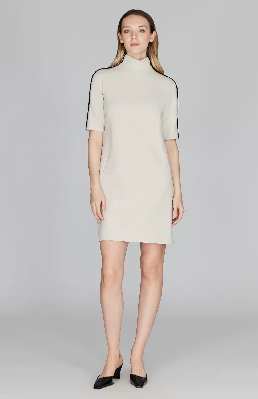 Vacation unclassified dressesDouble Face Turtleneck Shift Dress w/Contrast Bias Vacation unclassified dresses