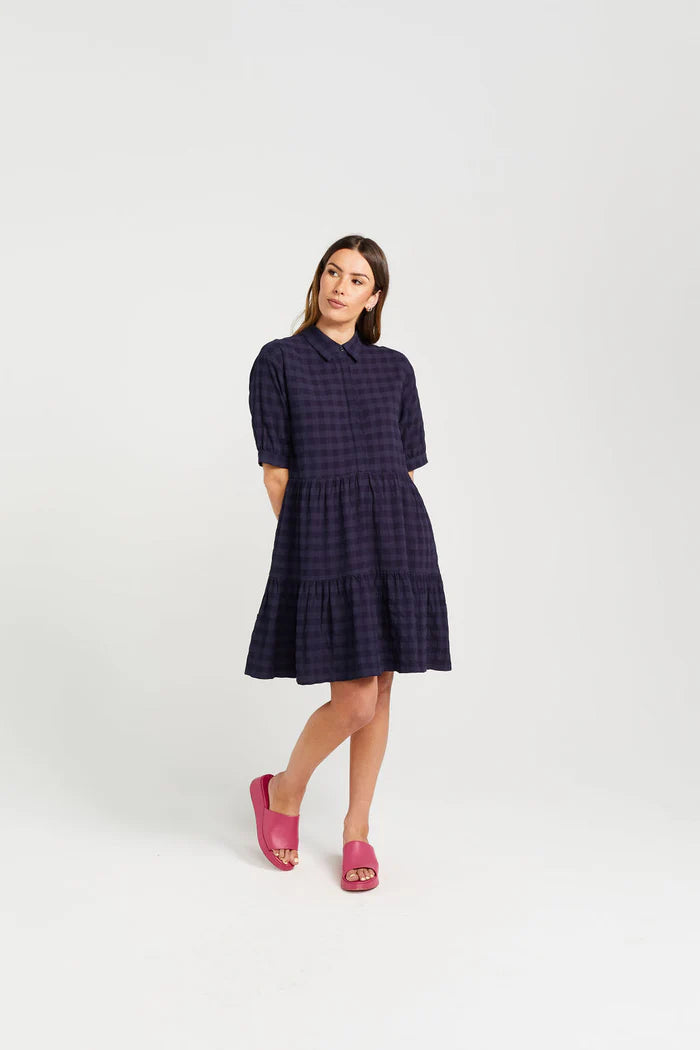 A-line unclassified dressesThing Thing Nova Dress - Navy Check A-line unclassified dresses