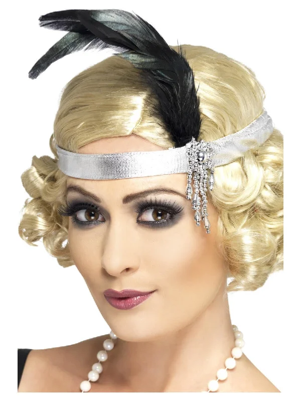 Monochrome unclassified dressesSilver Satin Charleston Flapper Headband Monochrome unclassified dresses