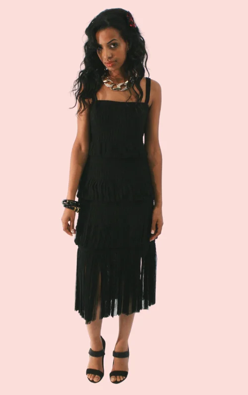 Pastel unclassified dressesSleeveless Fringe Dress - Black Pastel unclassified dresses